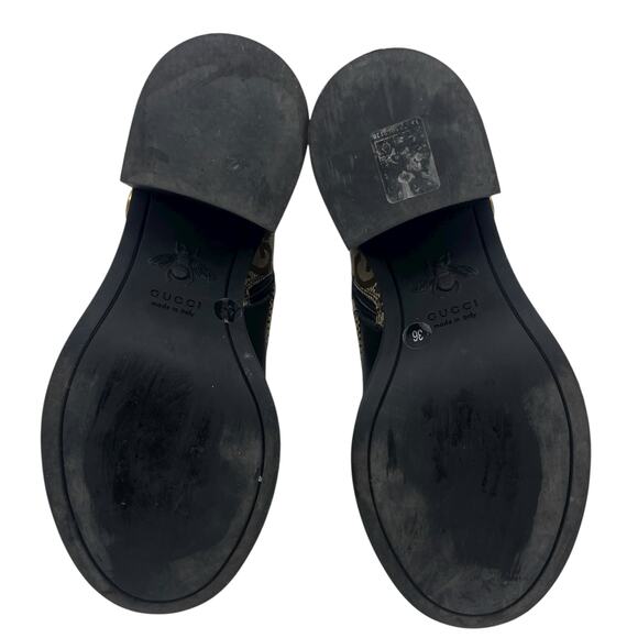 Gucci Flores Calfskin Monogram Double GG Ankle Boots Camel Ebony Size 36 - Picture 11 of 16